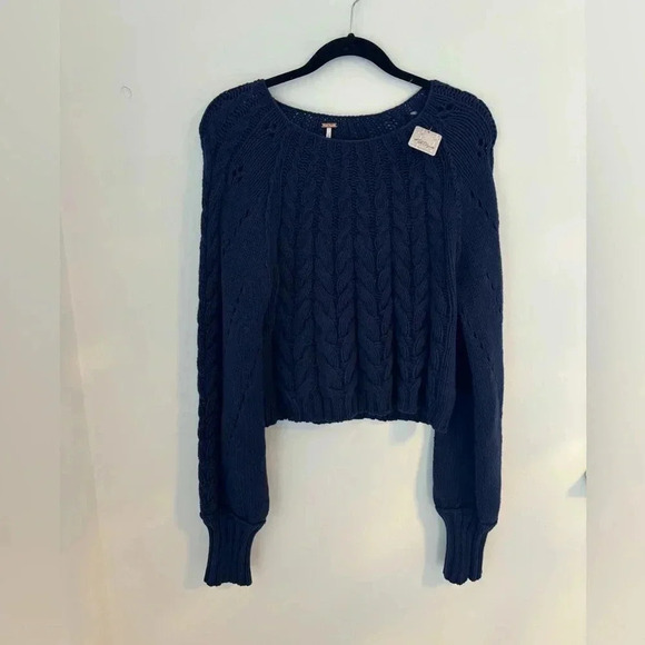 Free People Navy Cable Knit Sweater - Picture 5 of 9